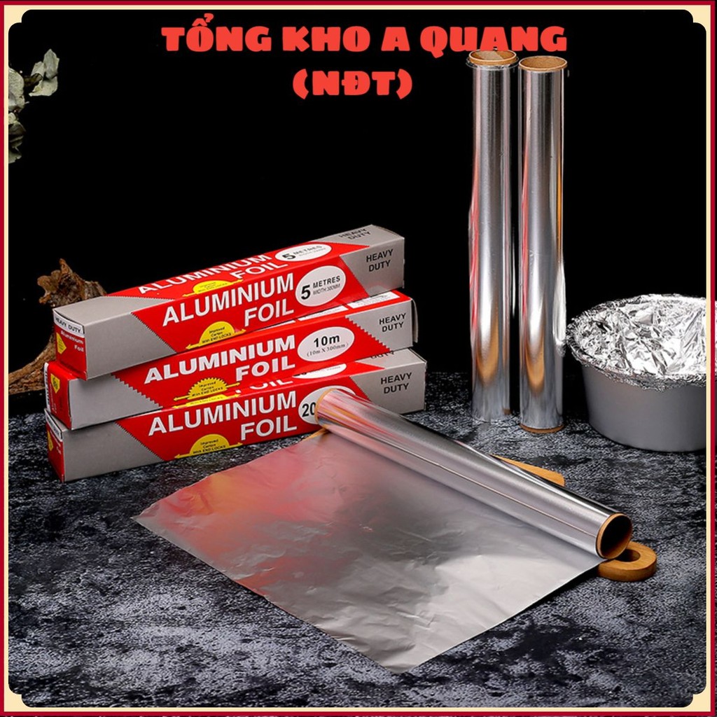 Cuộn giấy thiếc nướng dày dùng một lần 5 / 10m , giấy lá nhôm gia dụng chịu nhiệt độ cao, giấy lá thiếc nướng thực phẩm