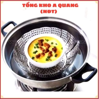 VỈ HẤP ĐỒ XÔI INOX SIZE 23, 26,  Khay Vỉ Hấp Vỉ Rổ Hấp Tròn Inox Xếp Gọn Tiện Lợi Inox Chống Rỉ Đường Kính 23cm- VIHAP