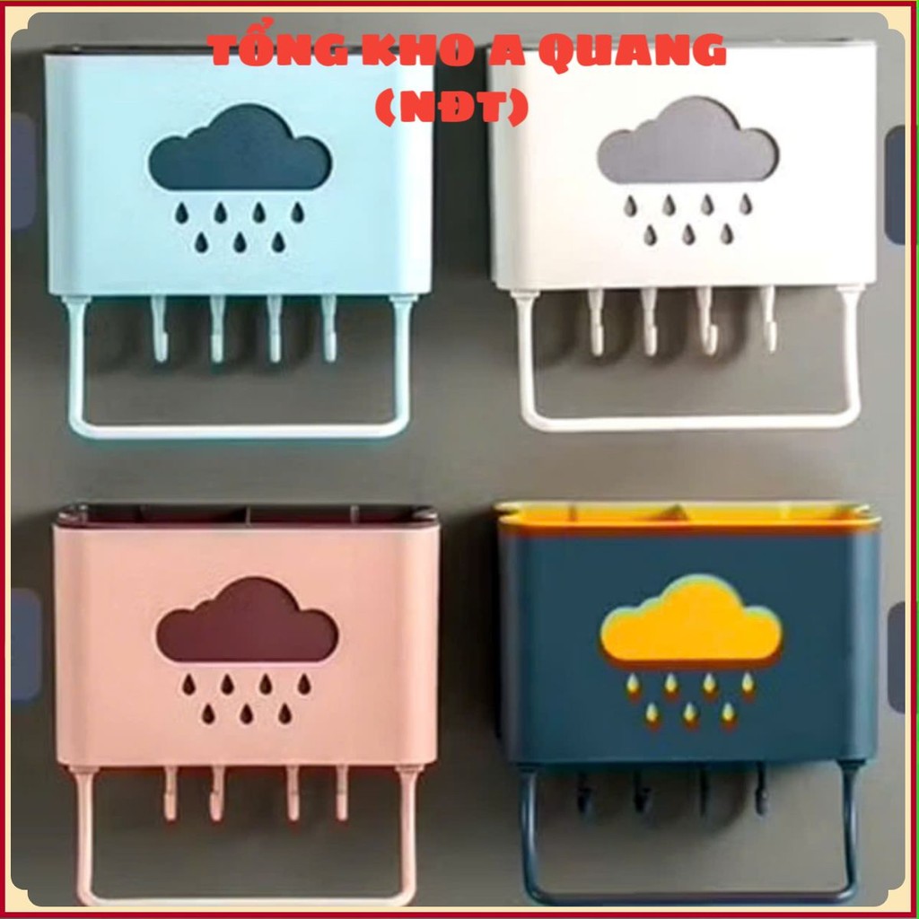GIỎ , HỘP ĐỰNG ĐŨA CÓ MÓC TREO, Giỏ Đựng ĐỒ Có Móc Treo Dán Tường (Màu Ngẫu Nhiên) - MA: GIOTREOTUONG4