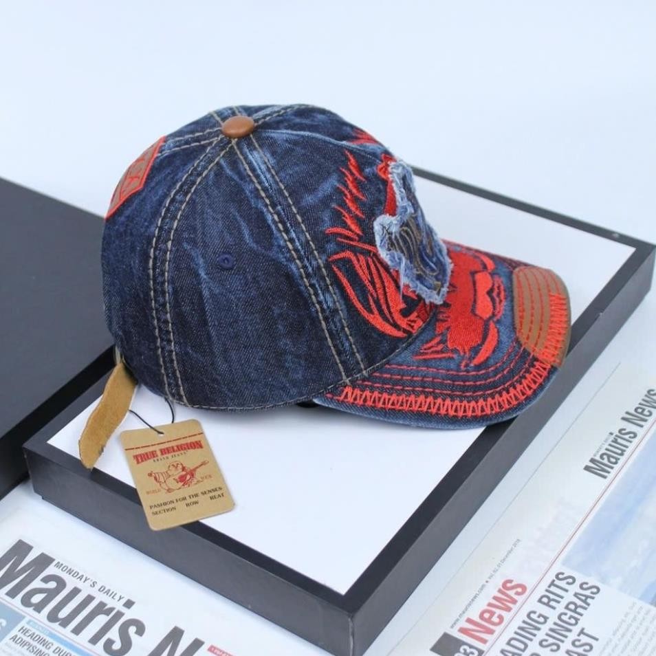 Nón nam, mũ lưỡi trai Ông Địa lửa phối vải jeans form đẹp thời trang đường phố