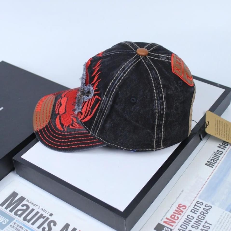 Nón nam, mũ lưỡi trai Ông Địa lửa phối vải jeans form đẹp thời trang đường phố