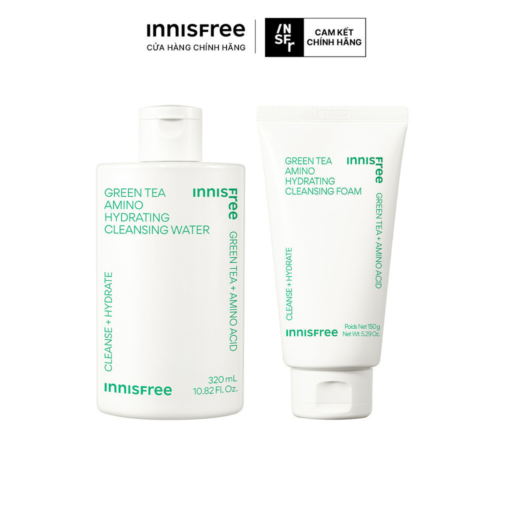 Ảnh Bộ đôi làm sạch nước tẩy trang dưỡng ẩm Innisfree Green Tea Amino 320ml và Sữa rửa mặt Green Tea Foam 150g 1