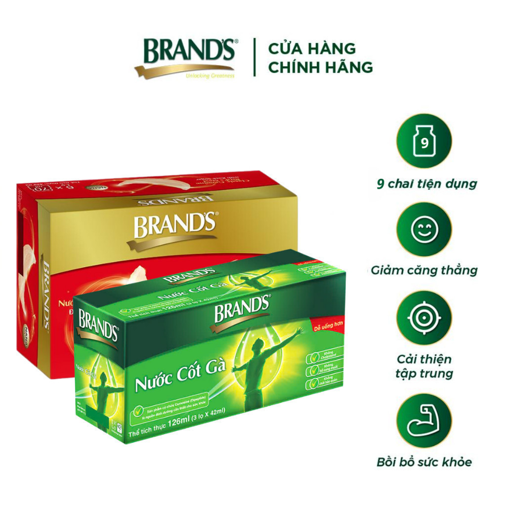 Ảnh Combo 1 hộp nước cốt gà BRAND'S Vị Truyền Thống 42 ml ( (3 hũ x 42 ml) và 1 hộp nước yến thật BRAND'S Đường Phèn 42 ml 1