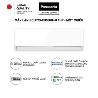 [ELPN2TP GIẢM TỐI ĐA 2000K] Máy lạnh/Điều hòa Panasonic CU/CS-XU9BKH-8 - Công suất 1HP - Một chiều-ECO AI - Inverter