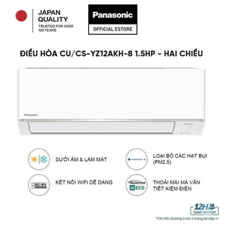 [ELPN2TP GIẢM TỐI ĐA 2TR] [Sẵn hàng miền Bắc] Điều hòa Panasonic Inverter CU/CS-YZ12AKH-8 - Công suất 1.5HP - Hai chiều