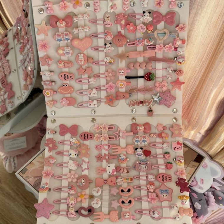 Sét 50 kẹp tóc màu hồng mầu xanh mẫu mới dành cho bé yêu bé điệu phong cách hàn quốc, phụ kiện tóc cho bé ( ms 033)