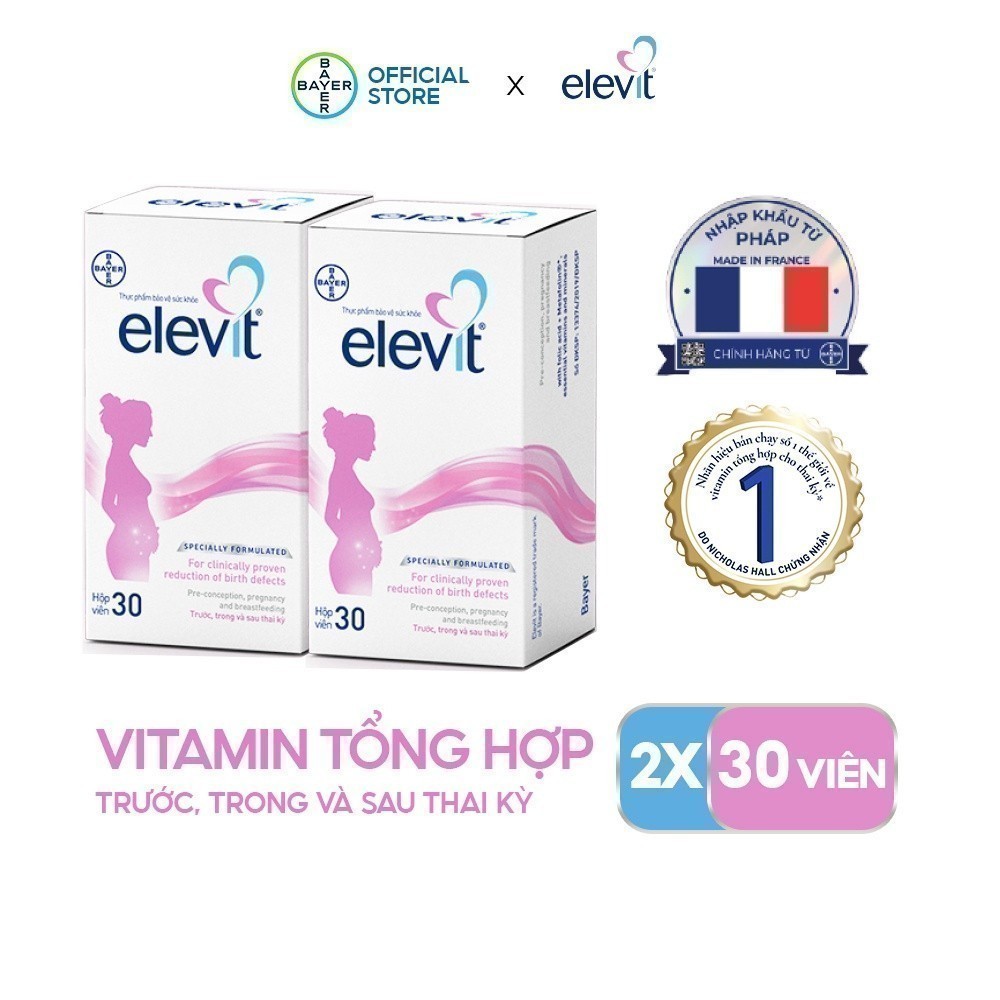Ảnh Bộ 2 Hộp Vitamin Bầu Tổng Hợp Elevit Cho Phụ Nữ Trước, Trong và Sau Thai Kỳ (30 Viên/ Hộp) 2