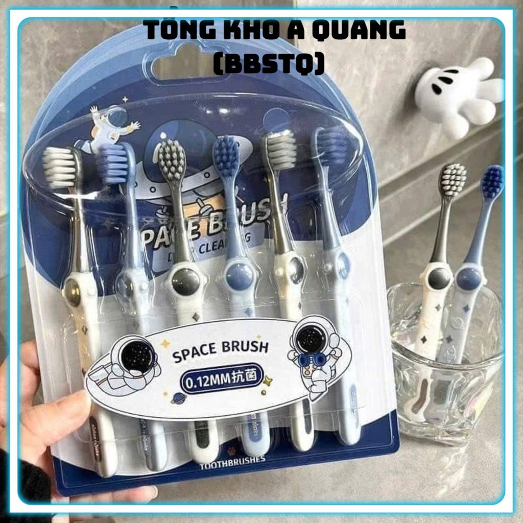 SET BÀN CHẢI ĐÁNH RĂNG CHO BÉ - Bộ Bàn Chải Đánh Răng Cho Bé An Toàn,Set 6 Bàn Chải Họa Tiết Vũ Trụ Thiết Kế Sinh Động