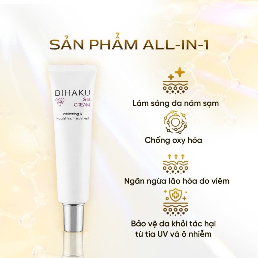 Kem dưỡng trắng mờ nám Bihaku Gel Cream giảm nám vàng Niacinamide 10% và Tranexamic Acid 3% 30g