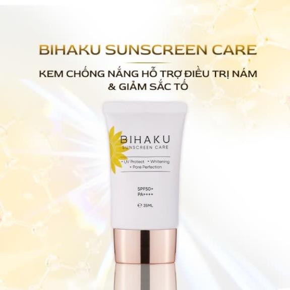 Kem chống nắng vật lý lai hóa học phổ rộng Bihaku Sunscreen Care SPF50+ PA++++  Nhật Bản 35ml