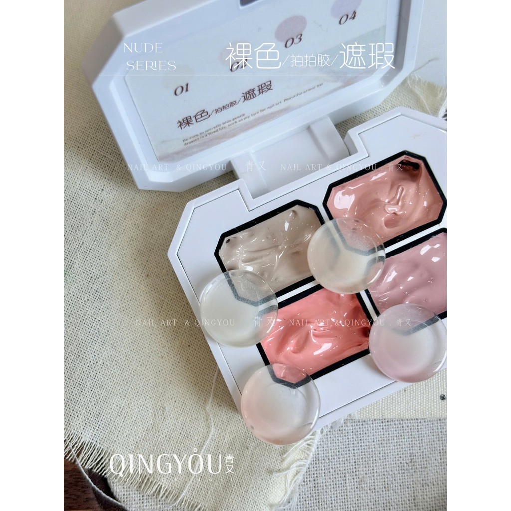 Gel dặm omber qingyou, Set  gel dặm omber hồng nude  , gel omber tone nude, gel dặm omber tone hồng