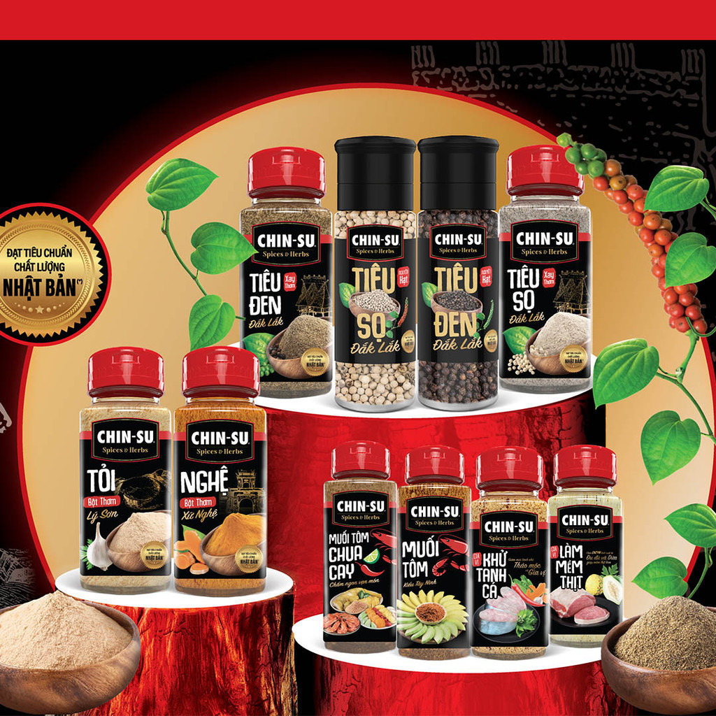[Chọn loại] Tiêu Đen Xay Đắk Lắk Chin-Su Hũ X 60Gr