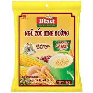 Combo 3 Túi Sữa Hạt Ngũ Cốc B'Fast Canxi - Túi 20 Gói x 25g