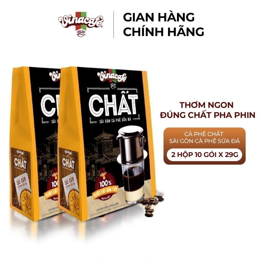 Combo 2 Cà Phê Vinacafé Chất Sài Gòn Cà Phê Sữa Đá - Hộp 10 Gói x 29g