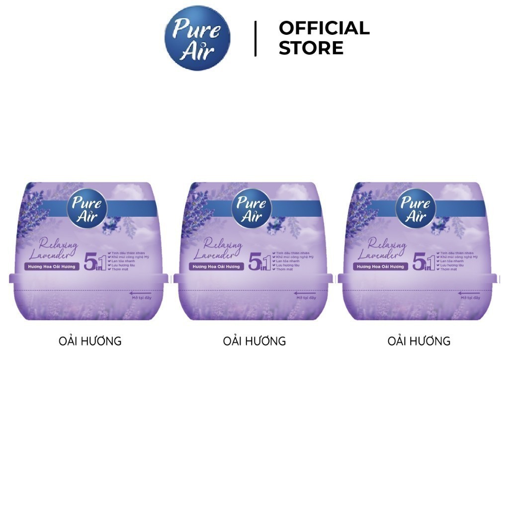 Ảnh Combo 3 Sáp thơm khử mùi Pure Air hương lavender/cam chanh/hoa anh đào/hoa hồng 180g 3