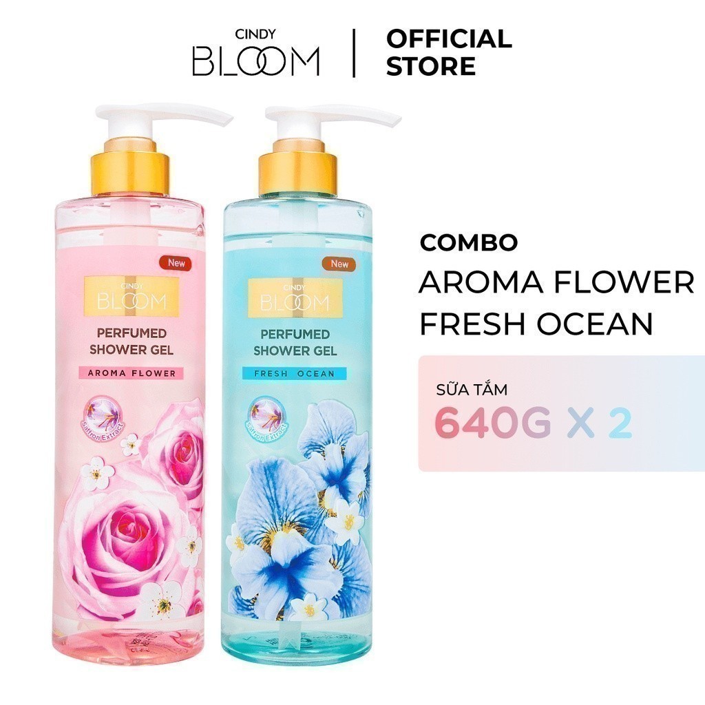 Ảnh Combo Sữa tắm nước hoa Cindy Bloom Aroma Flower + Fresh Ocean 640g 1