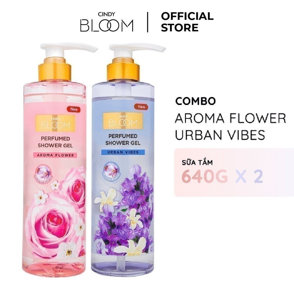 Ảnh Combo Sữa tắm nước hoa Cindy Bloom Aroma Flower + Urban Vibes hương tự tin cuốn hút 640g 1
