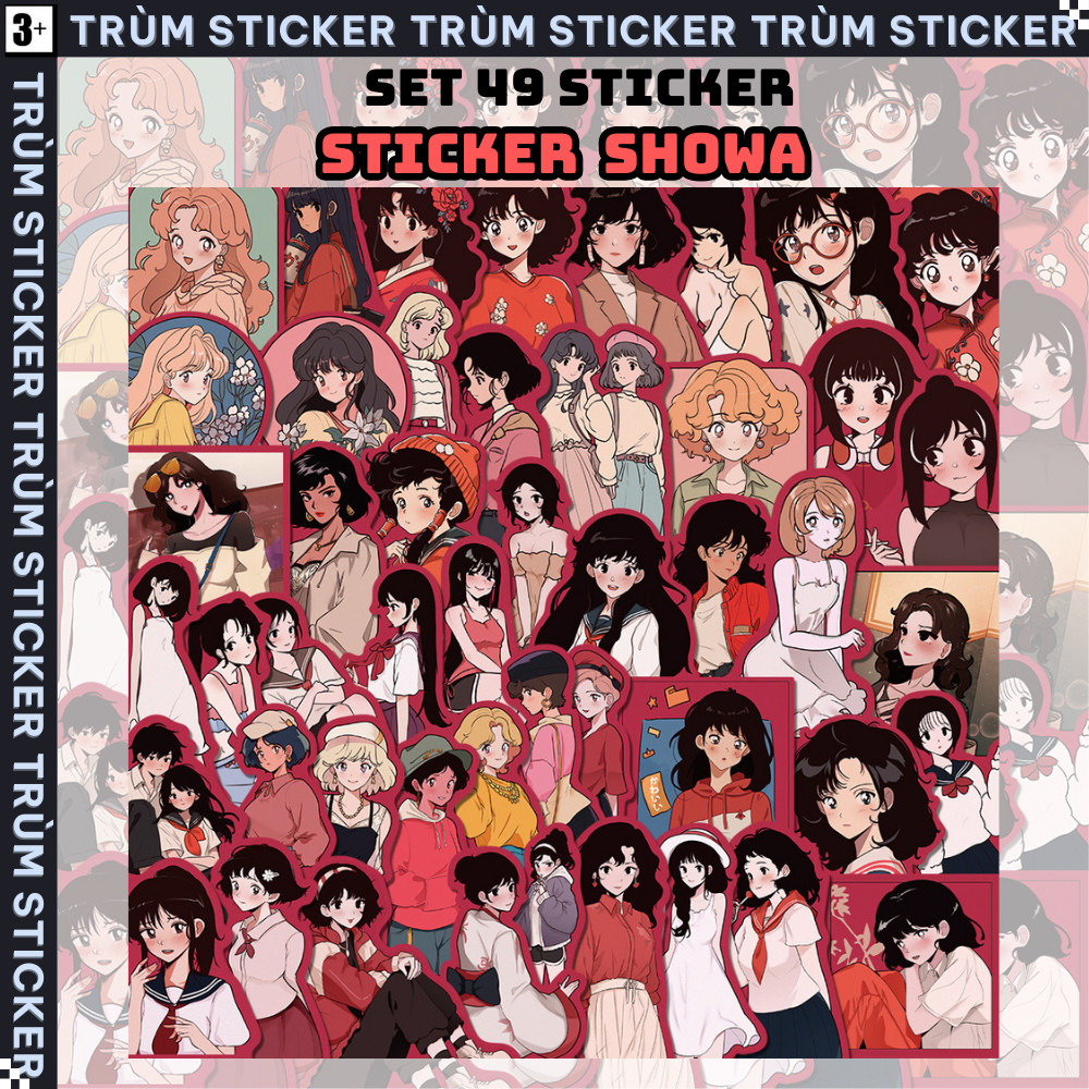 Set 49 Stickers Showa -cartoon hot hit-Trang Trí, Decor Laptop, Cặp ...