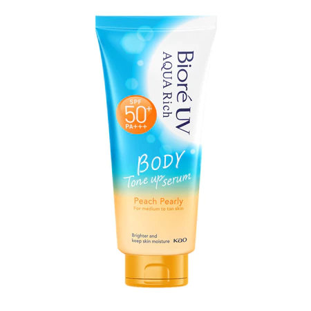 Biore UV Aqua Rich Serum Chống Nắng Dưỡng Thể Nâng Tông - Peach Pearly SPF50+ PA+++ 130ml