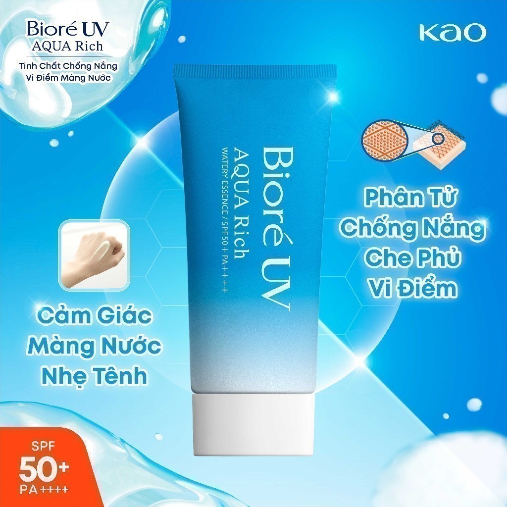 Ảnh Essence Chống Nắng Màng Nước Dưỡng Ẩm Biore UV Aqua Rich Watery Essence SPF50+/PA++++ 85G 3