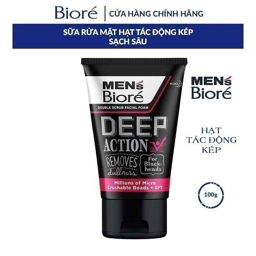 Ảnh Sữa Rửa Mặt Men Biore Hạt Tác Động Kép Sạch Sâu 100g 1