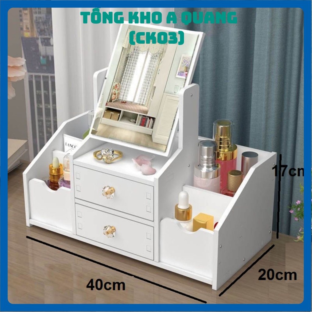 Kệ đựng mỹ phẩm CÓ GƯƠNG trang điểm tiện dụng, tủ đựng đồ trang điểm