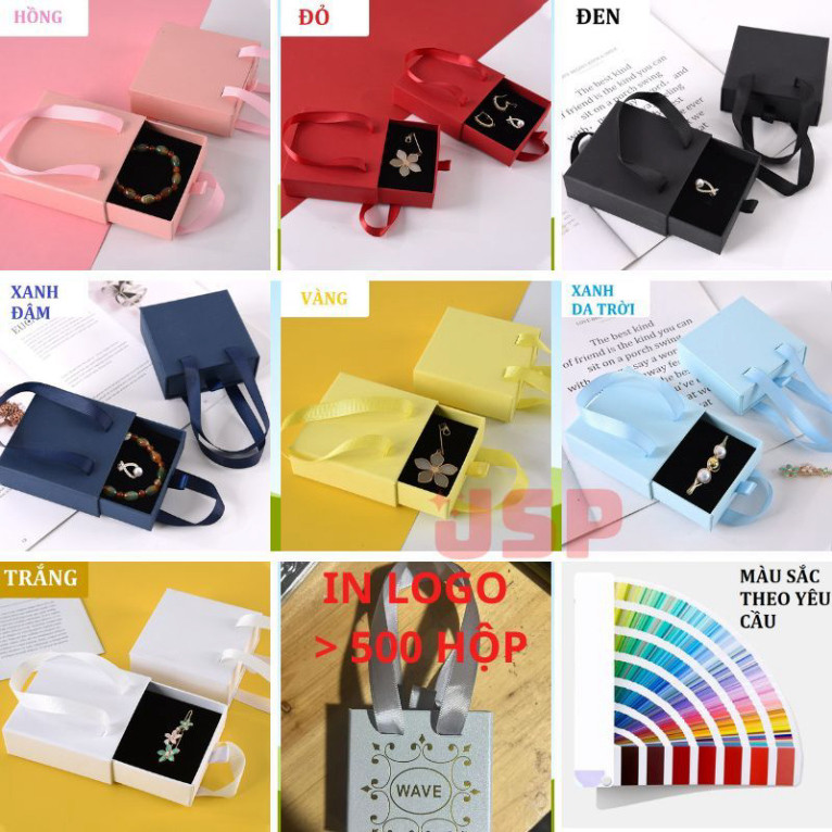 Hộp đựng trang sức JUNO có quai xách in logo từ 500 hộp đựng dây chuyền hộp nhẫn lắc tay JSP