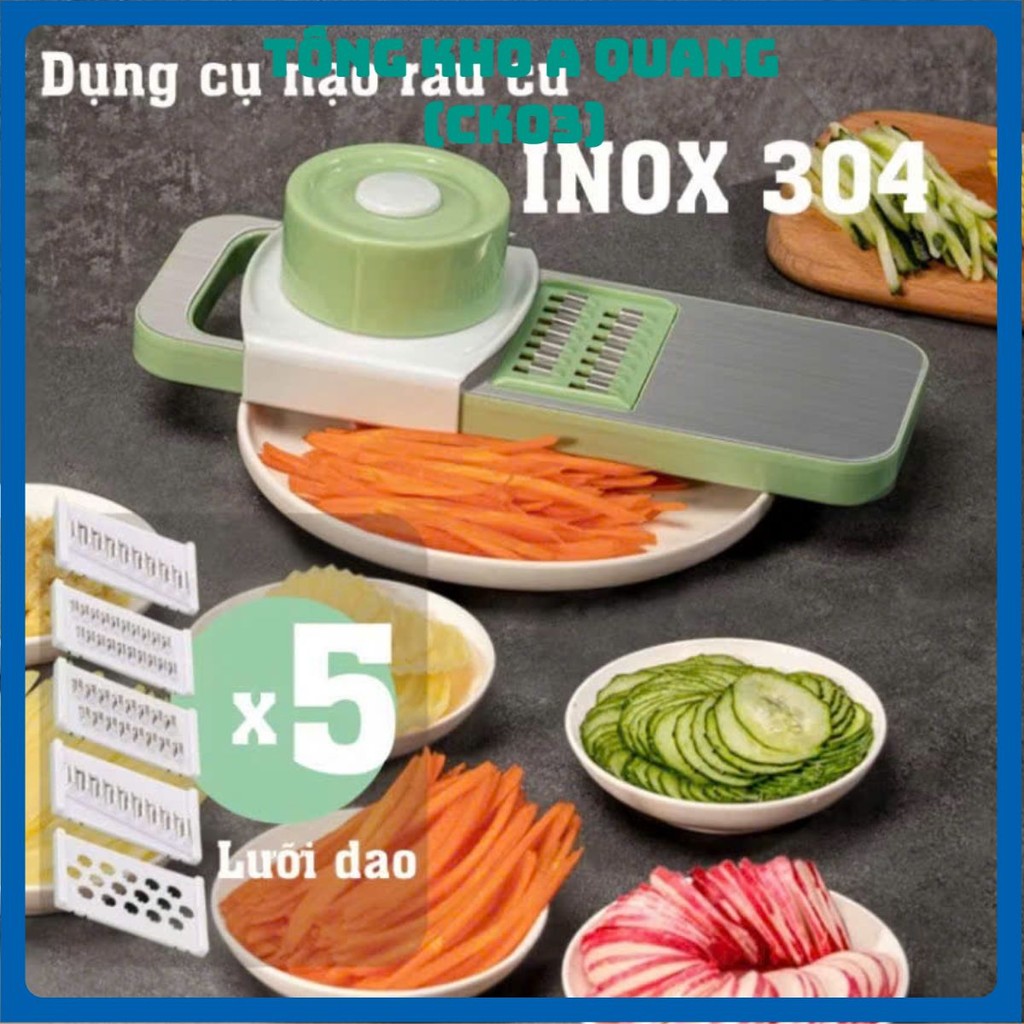 BỘ NẠO ĐA NĂNG - DỤNG CỤ BÀO NẠO RAU CỦ QUẢ ĐA NĂNG 6 LƯỠI DAO INOX 304 - NẠO BÀO SỢI - NAO BAO RAU CU