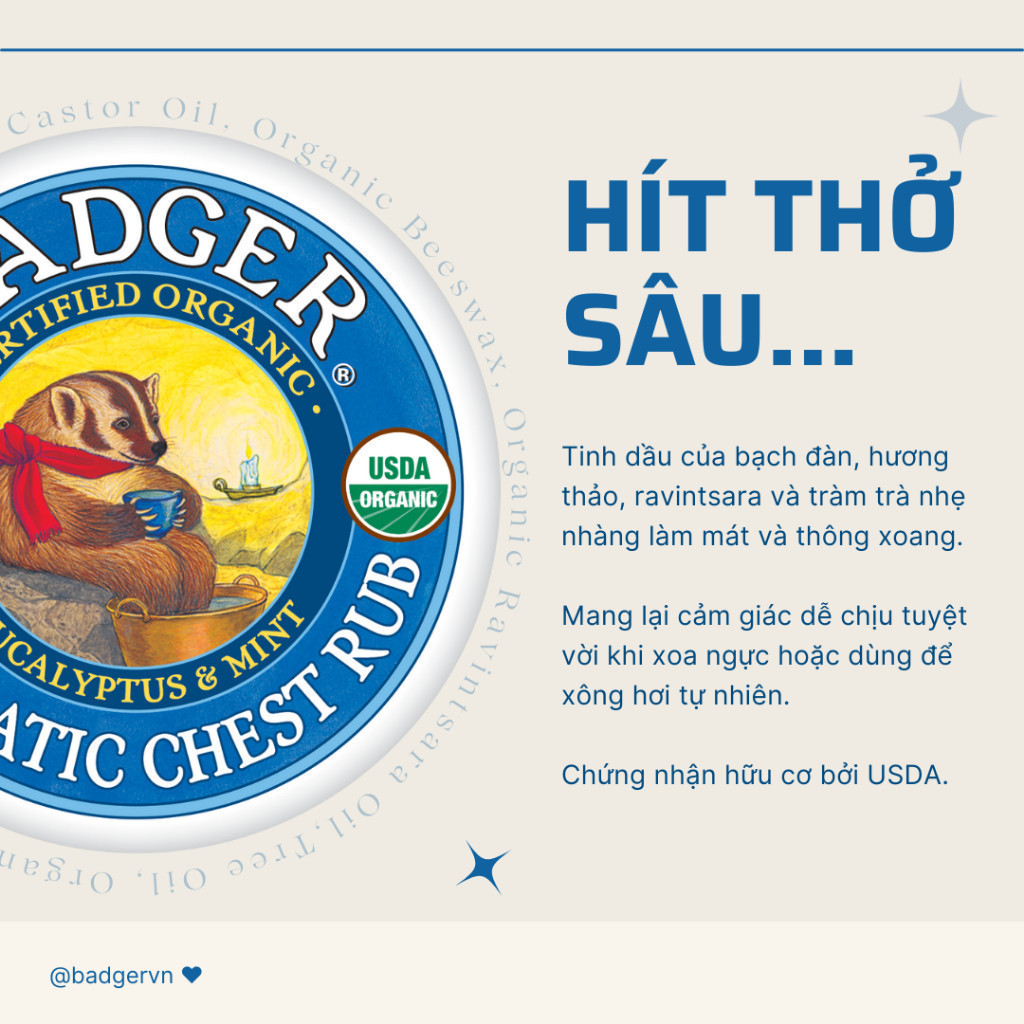 Ảnh Combo 2 sáp dầu ấm ngực hữu cơ BADGER organic Chest Rub balm - giảm ho nghẹt mũi an toàn cho em bé từ 6 tháng 21g 56g 3