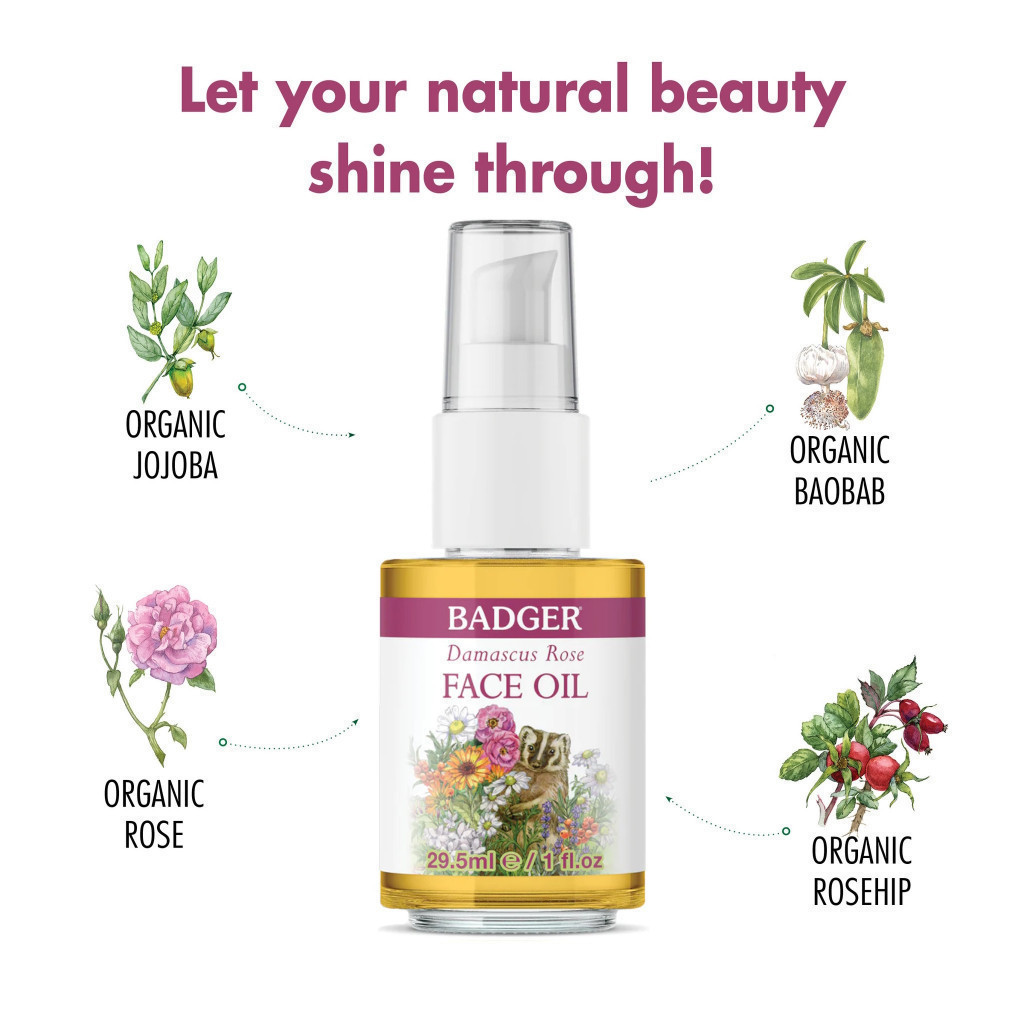Ảnh Dầu dưỡng da hữu cơ hoa hồng BADGER Rose organic face oil serum chăm sóc cho da khô lão hóa nếp nhăn  - 29.5ML 3