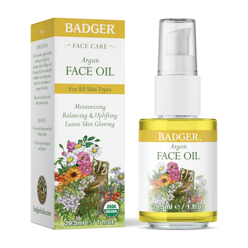 Ảnh Dầu dưỡng da hữu cơ cho da nhờn mụn và hỗn hợp BADGER Argan organic face oil serum - 29.5ML 1