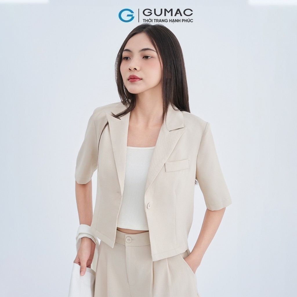 Set lẻ Áo Blazer nữ Gmorning - GUMAC lửng  YOWE07070 - Quần short nữ Gmorning - GUMAC lai lật YSHE07071