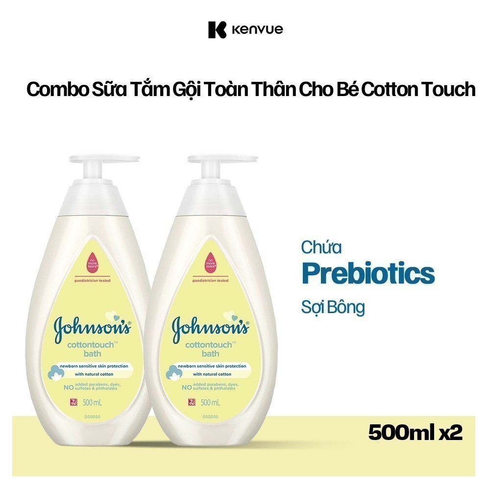 Ảnh Combo 2 Chai Sữa Tắm Gội Toàn Thân Mềm Mịn Johnson' Baby Bath Cotton Touch 500mlx2 2