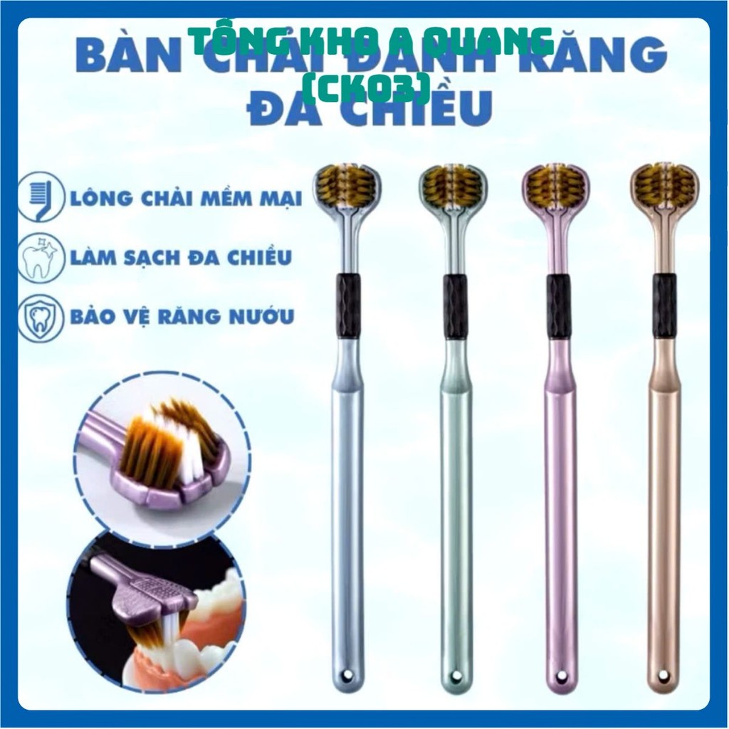 BỘ 4 BÀN CHẢI ĐÁNH RĂNG 3 MẶT ,3 Chiều, Lông Mềm Cao Cấp Đánh Bay Mọi Mảng Bám, Bàn Chải Răng-MA:BANCHAI
