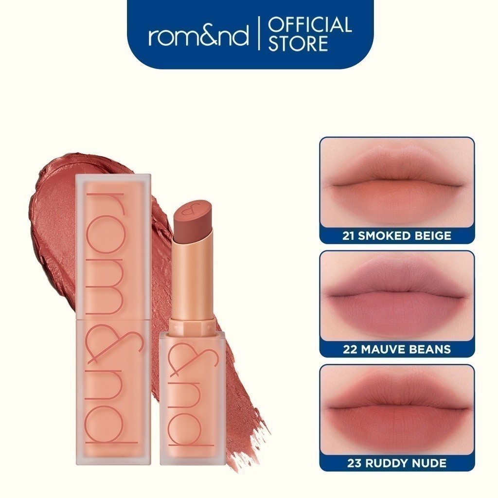 Ảnh [Muteral Nude] Son thỏi lì, lên màu siêu xinh Hàn Quốc Romand Zero Matte Lipstick 3g 1