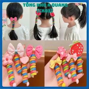 Dây lò xo quấn tóc tạo kiểu đính nơ bay, hoa xinh xắn cho bé gái, DÂY BUỘC TÓC LÒ XO - DAY299