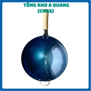 Chảo Thép Cán Gỗ Sồi dùng làm cơm chiên, mì xào tay cầm cán dài chống nóng tiện lợi, CHẢO XÀO 32CM - CHAO6234