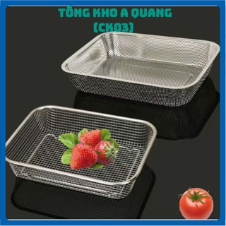 Rổ inox đa năng dày đẹp, hình chữ nhật inox xịn không gỉ sét,  RỔ LƯỚI INOX - RO883