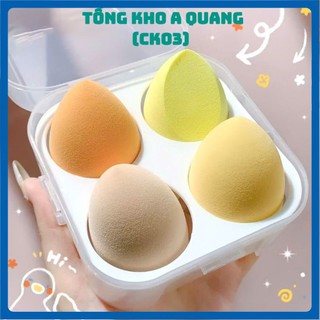 BÔMG MÚT TRANG ĐIỂM, Hộp gồm 4 mút tán kem nền mút trang điểm mềm mại hình giọt nước siêu tiện dụng-MA:9BONGTRANGDIEM