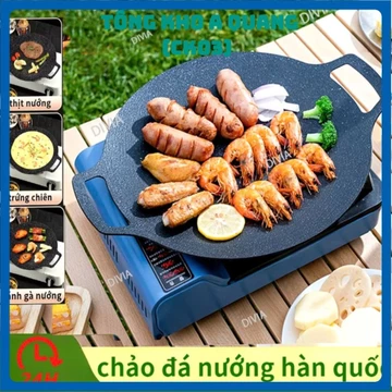 CHẢO GANG SIZE 34 , Chảo đá nướng đá chảo chống dính size 34 cm chảo đá chống dính hàn quốc chao đa nướng chảo nướng đá