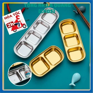 Khay Vàng Nhiều Ngăn , Đĩa Nước Chấm Đựng Gia Vị 3, 4 Ngăn Chén Inox Mạ Nhỏ Để Dụng Cụ Y Tế 3006
