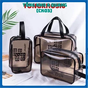 Set 3 túi trong suốt đựng đồ, mỹ phẩm du lịch thời trang