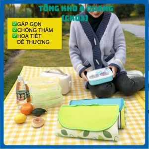 Thảm Picnic Gấp Gọn, Thảm Dã Ngoại, Du Lịch Cao Cấp- Chống Thấm Nước, Họa Tiết Caro, Gấp Gọn Tiện Lợi