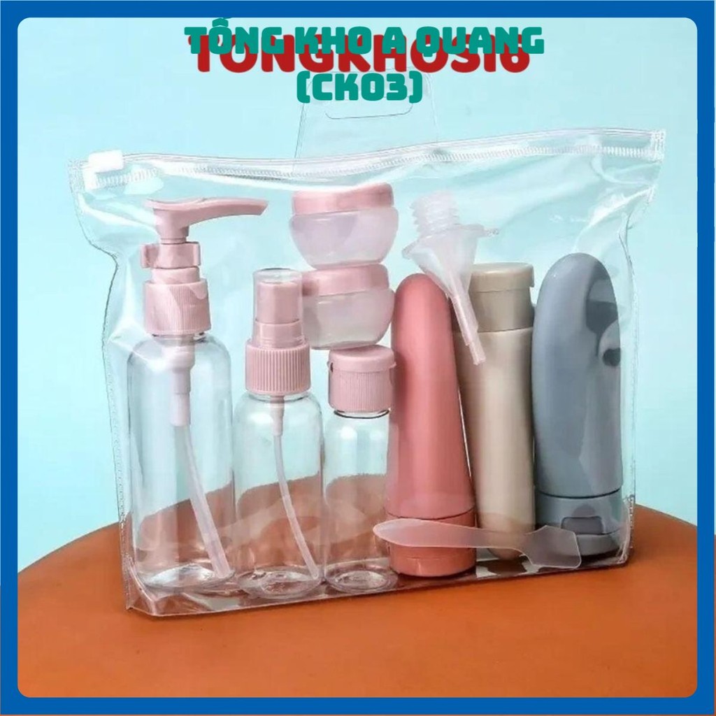 Bộ 11 Lọ Chiết Mỹ Phẩm Du Lịch Tiện Dụng Kèm Túi Đựng 11 Món