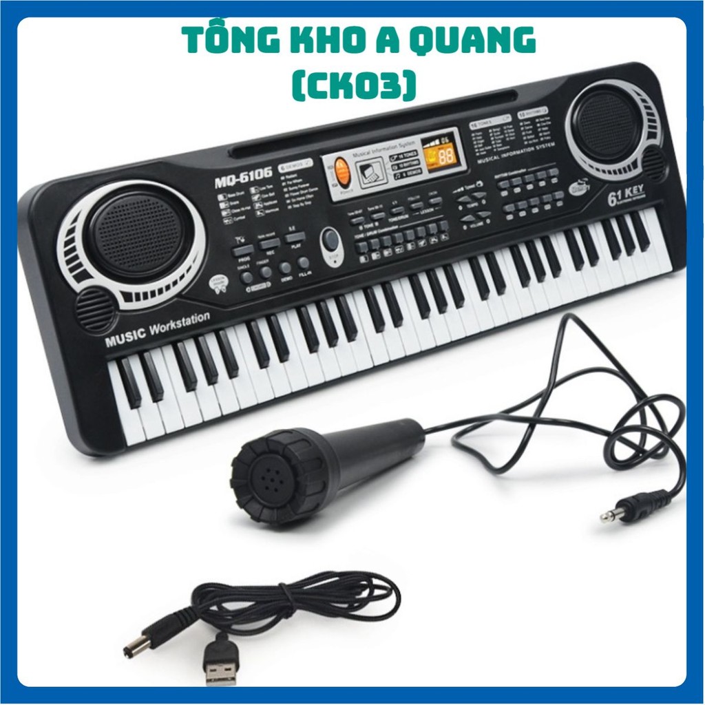 Đàn PIANO 61 KEY Cho Bé - Đàn ORGAN Kèm Míc Có Loa Cực To Giúp Bé Giải Trí 6 Bàn Phím Kèm Mic 6 Bài Hát Và 16 Tone Nhạc