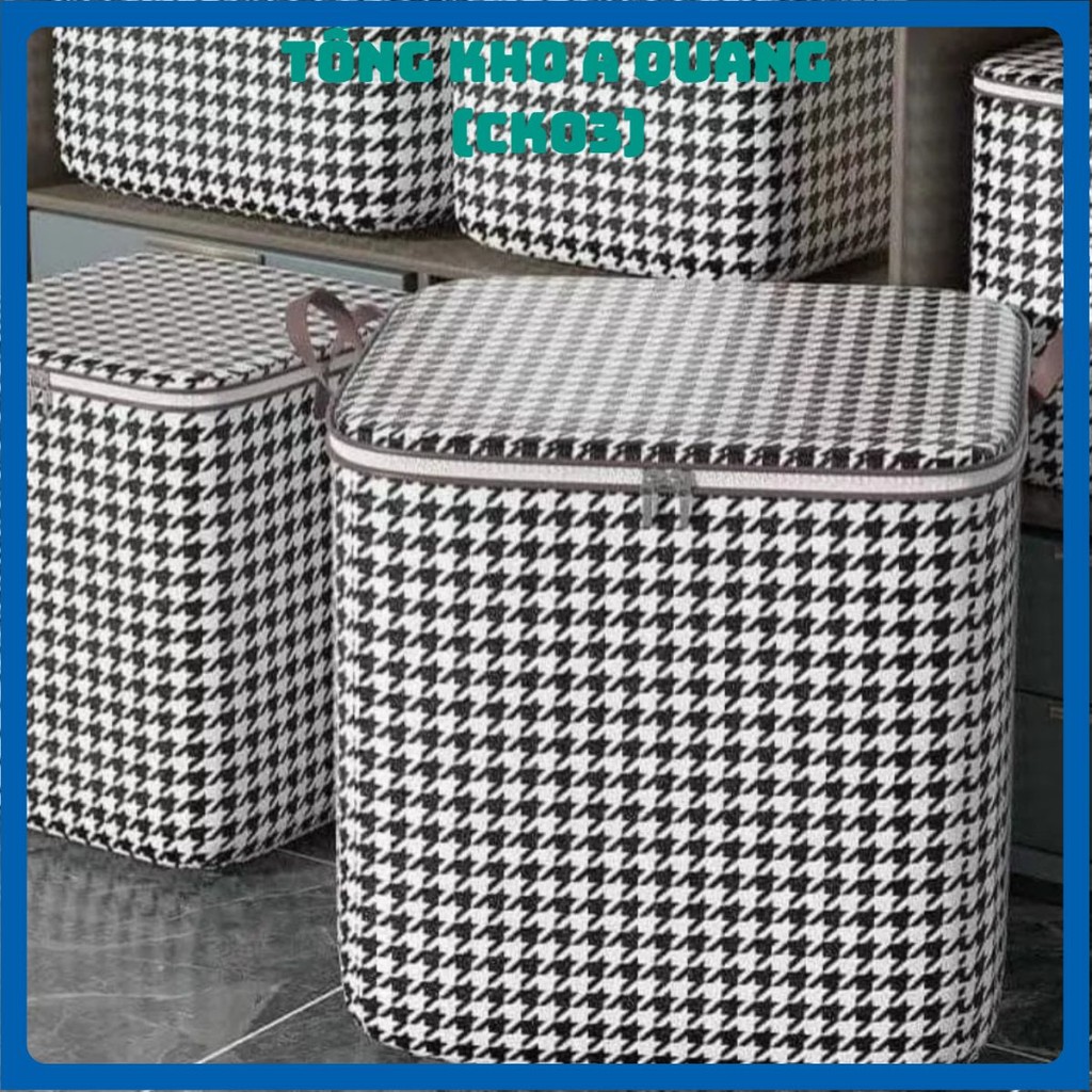 Túi Đựng Chăn Màn Quần Áo 100L (LOẠI 1) DẦY . Túi Đựng Quần Áo Gối Mền 100L Có Nắp Dây Kéo 2 Chiều KẺ SỌC CARO 100L