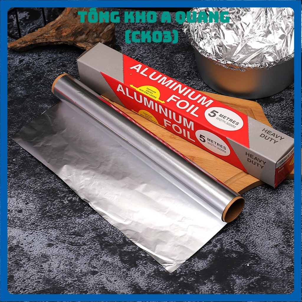 Cuộn giấy thiếc nướng dày dùng một lần 5/10m , Giấy bạclá nhôm gia dụng chịu nhiệt độ cao, giấy lá thiếc nướng thực phẩm