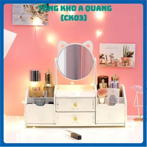 KỆ ĐỂ ĐỒ TRANG ĐIỂM 3 , Kệ đựng mỹ phẩm 2 tầng, hộp đựng đồ trang điểm, makeup bằng nhựa cao cấp, có gương tiện sử dụng