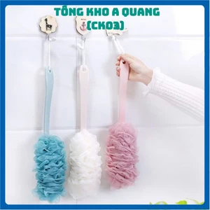 CHỔI CHÀ LƯNG KÈM BÔNG TẮM CÁN DÀI, Cây Chổi Bông Tắm Có Cán Kì Cọ Lưng - BONGTAMKYLUNG7