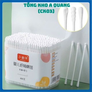 Hộp 400 tăm bông ngoáy tai 2 đầu cho bé,  TĂM BÔNG SIÊU MỀM - TAMBONG486